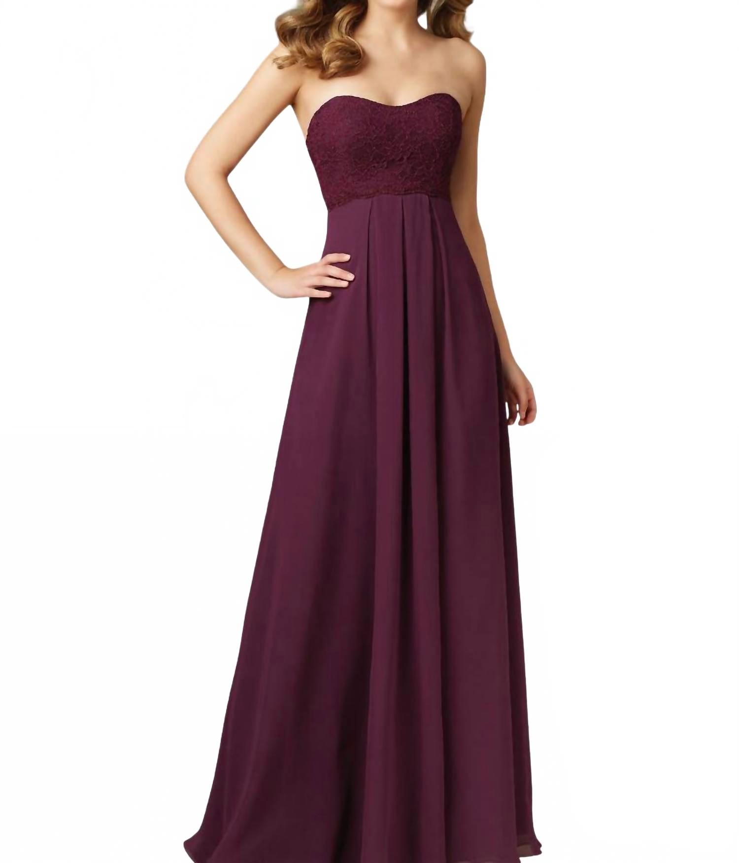 Шифоново-кружевное платье без бретелей в цвете баклажан MORILEE, Eggplant
Шифоново-кружевное платье без бретелей в цвете баклажан MORILEE, Eggplant