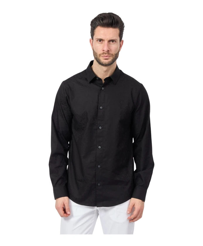 Черная хлопковая рубашка с микроузором Armani Exchange, черный
Черная хлопковая рубашка с микроузором Armani Exchange, черный