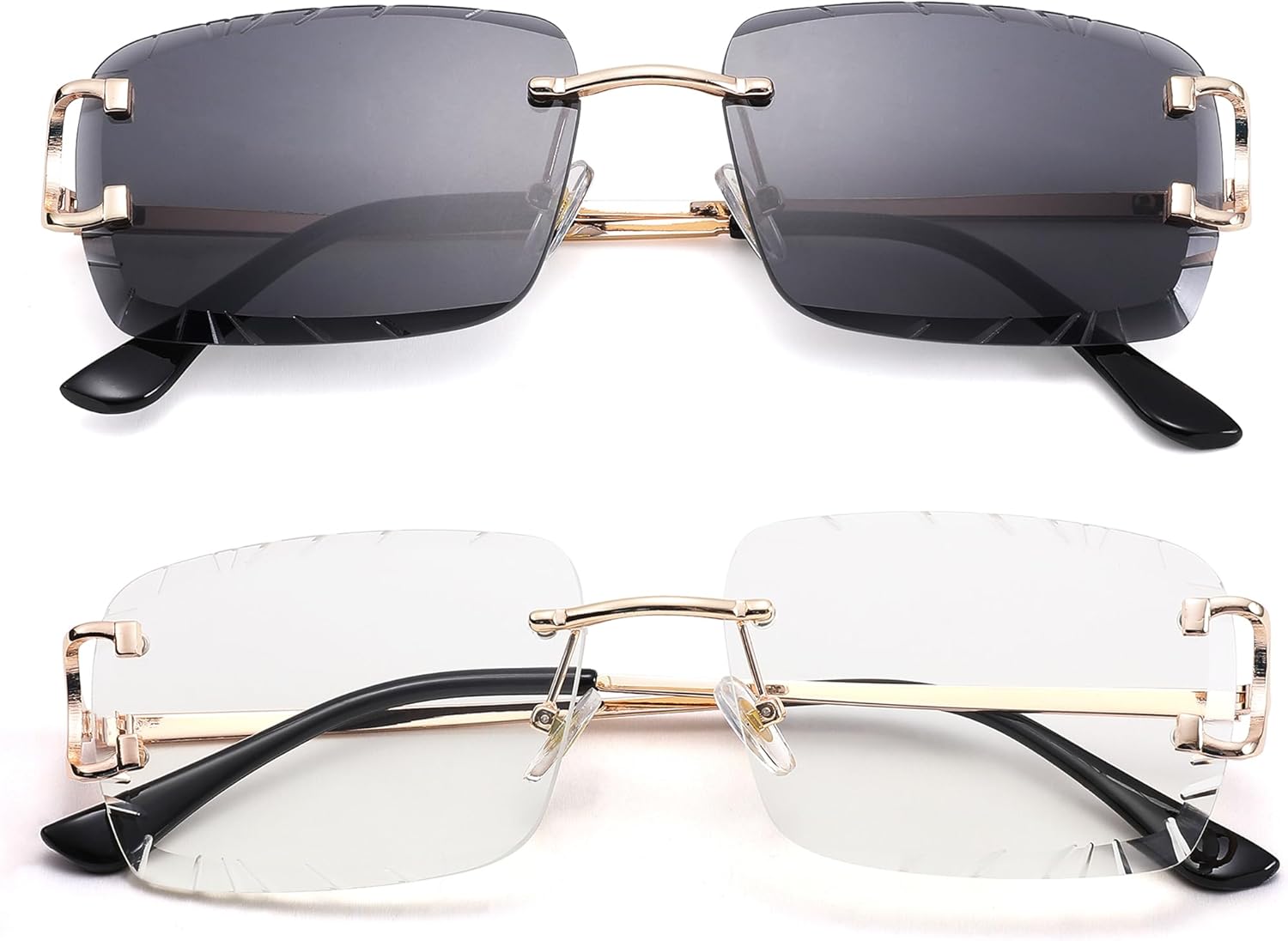 Солнцезащитные очки Hycredi без оправы, прямоугольной формы, для мужчин и женщин - модные квадратные очки без оправы - очки с алмазной огранкой, 2 Pack - (Grey + Clear)
Солнцезащитные очки Hycredi без оправы, прямоугольной формы, для мужчин и женщин - модные квадратные очки без оправы - очки с алмазной огранкой, 2 Pack - (Grey + Clear)