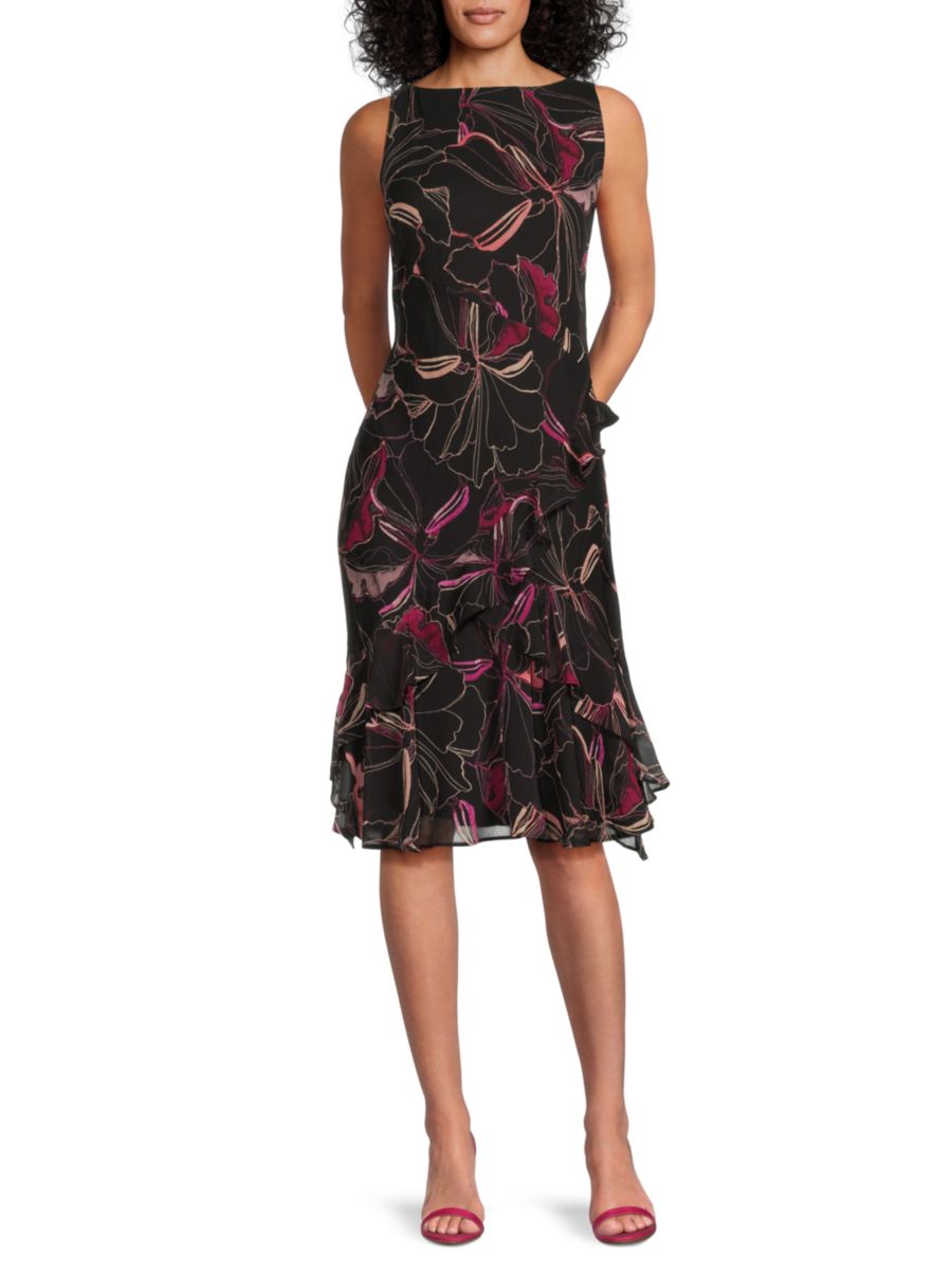 Платье миди с цветочным принтом и оборками по подолу DKNY, черный мульти
Платье миди с цветочным принтом и оборками по подолу DKNY, черный мульти