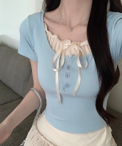 Футболка с короткими рукавами, двусторонней шнуровкой, рубчик MAISON DE THERESE, синий
Футболка с короткими рукавами, двусторонней шнуровкой, рубчик MAISON DE THERESE, синий