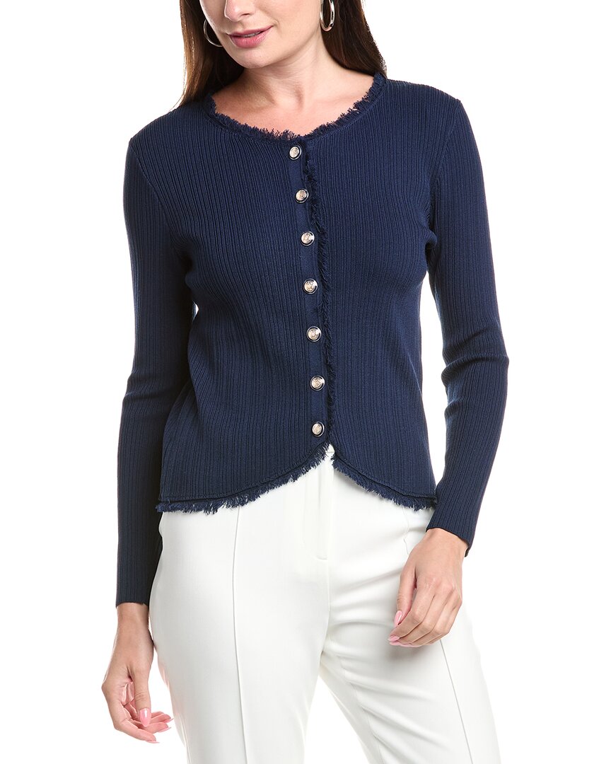 T Tahari Вариегированный ребристый свитер с фигурным подолом, синий
T Tahari Вариегированный ребристый свитер с фигурным подолом, синий