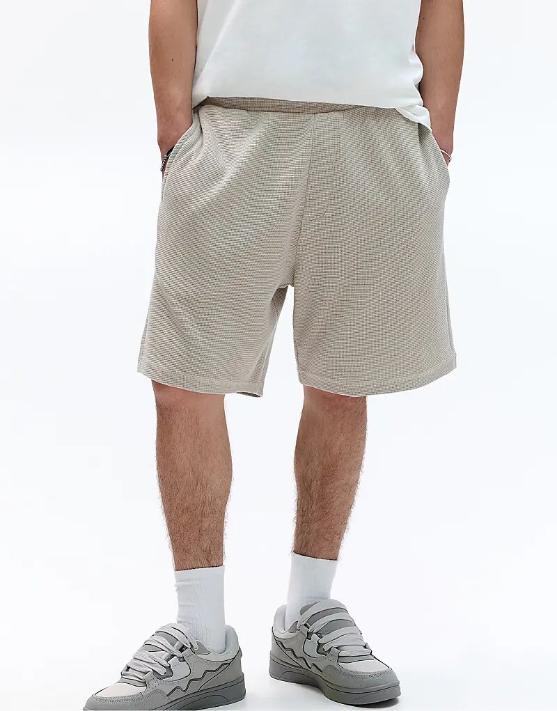 Бермуды Pull&Bear из вафельной ткани серого меланжевого цвета 
Бермуды Pull&Bear из вафельной ткани серого меланжевого цвета