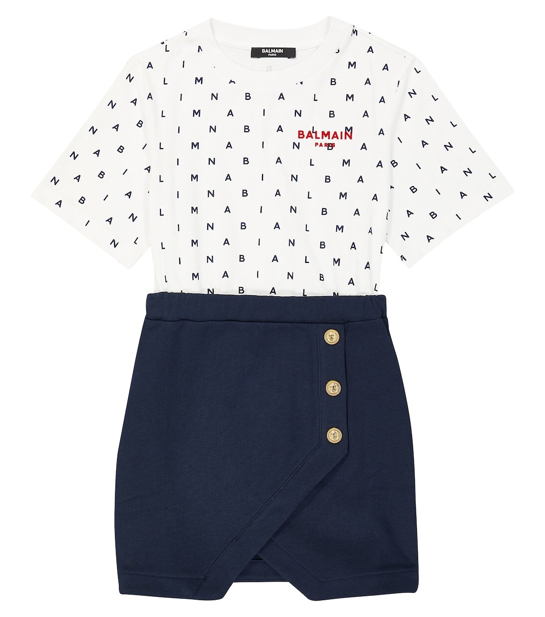 Платье из хлопкового джерси с логотипом Balmain, синий
Платье из хлопкового джерси с логотипом Balmain, синий