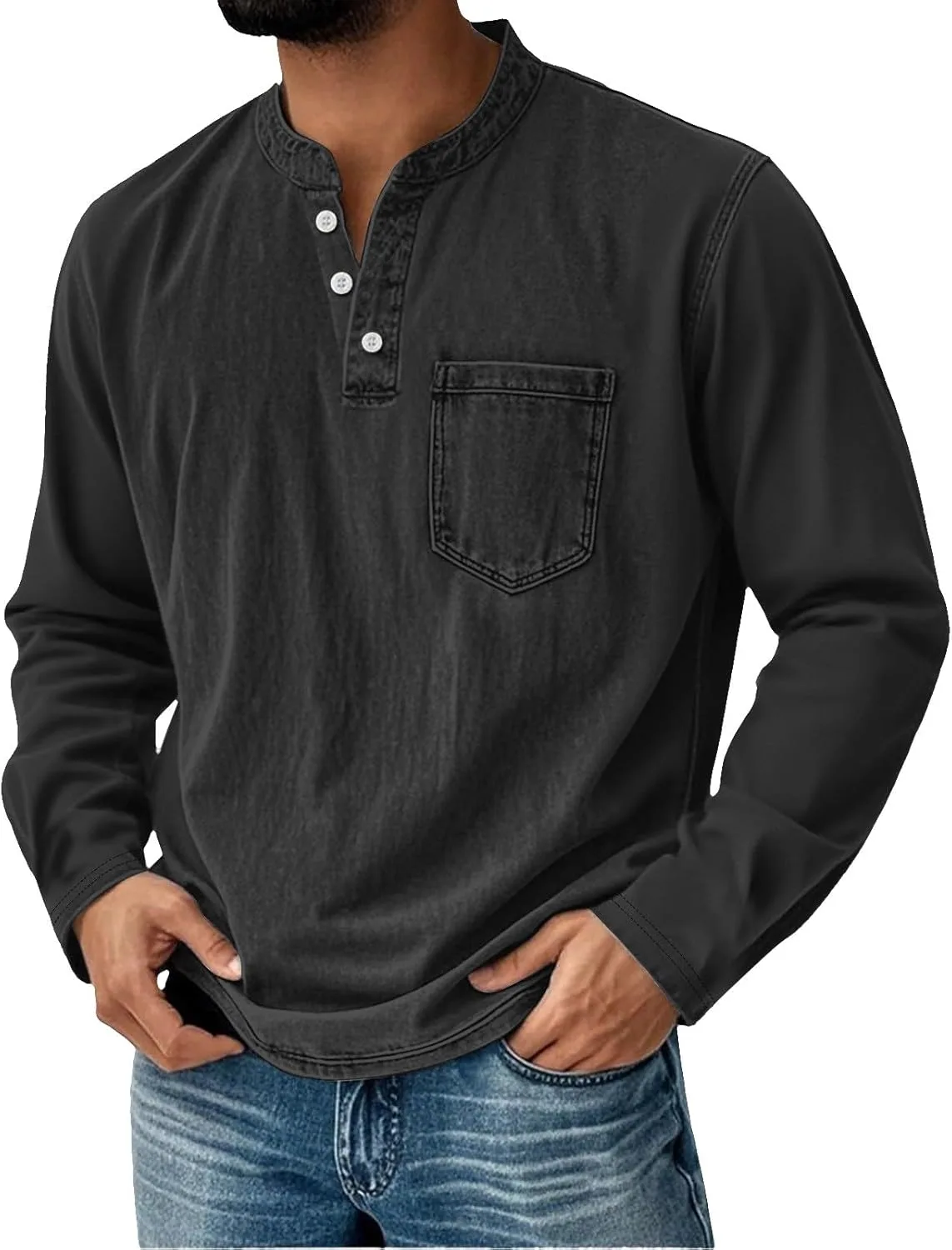 CRNTCEM мужская футболка Henley свободного кроя
CRNTCEM мужская футболка Henley свободного кроя