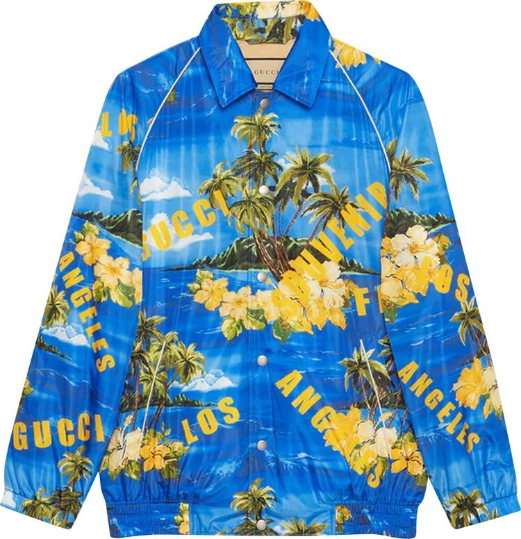 Куртка Gucci Printed Nylon Jacket Blue/Yellow, синий 
Куртка Gucci Printed Nylon Jacket Blue/Yellow, синий