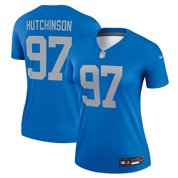 Женская футболка Aidan Hutchinson Detroit Lions Alternate Legend Player Performance синяя Nike
Женская футболка Aidan Hutchinson Detroit Lions Alternate Legend Player Performance синяя Nike