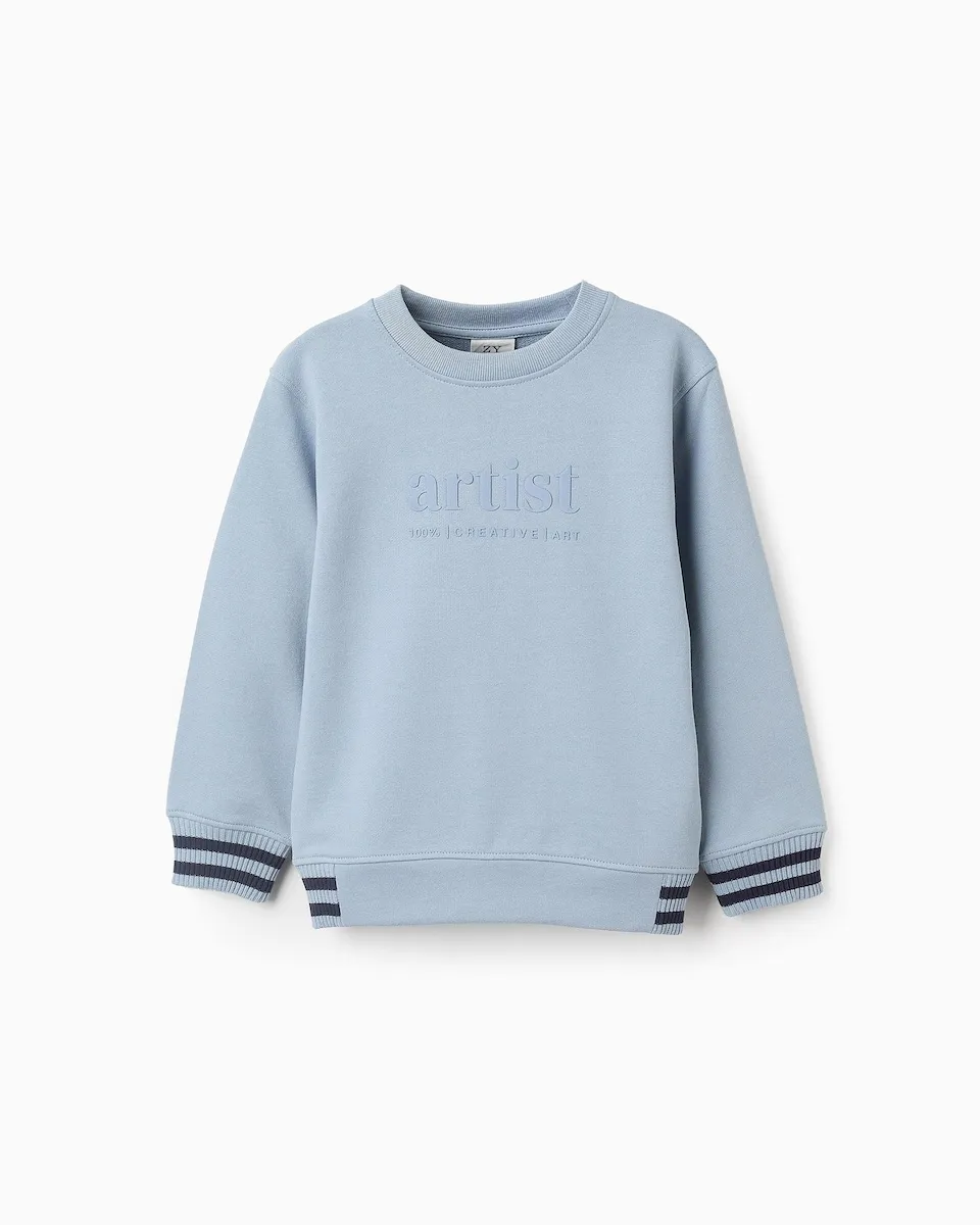 Детская толстовка 100% хлопок с полосками на манжетах Zippy, светло-голубой
Детская толстовка 100% хлопок с полосками на манжетах Zippy, светло-голубой
