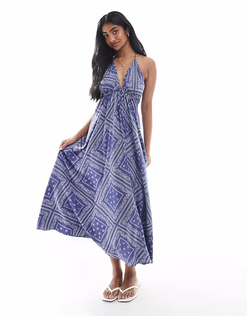 Платье макси Miss Selfridge с бретелью через шею и принтом в виде банданы
Платье макси Miss Selfridge с бретелью через шею и принтом в виде банданы