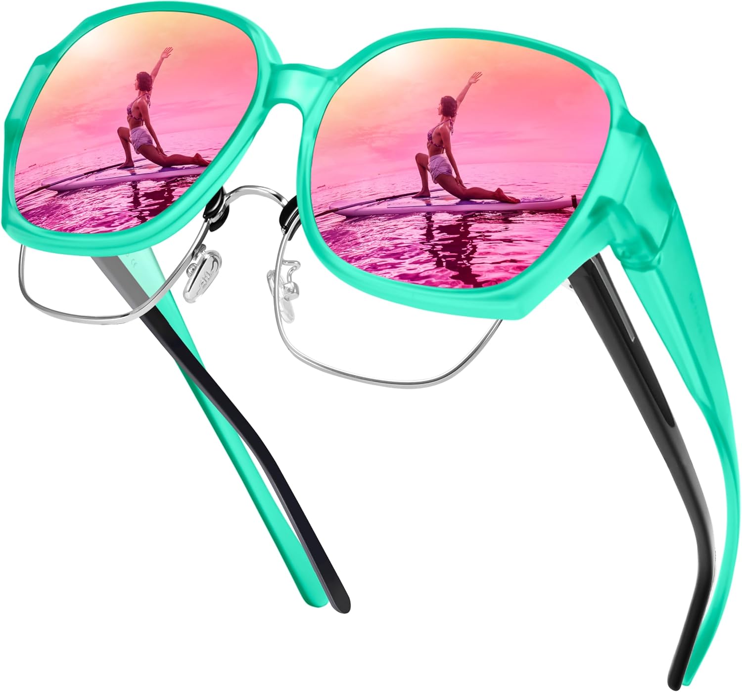 Поляризованные солнцезащитные очки URUMQI, надеваемые поверх обычных очков, для женщин, защита UV400, квадратные, очень большие, A12 Matte Mint Green Frame/Purple Mirrored Lens
Поляризованные солнцезащитные очки URUMQI, надеваемые поверх обычных очков, для женщин, защита UV400, квадратные, очень большие, A12 Matte Mint Green Frame/Purple Mirrored Lens