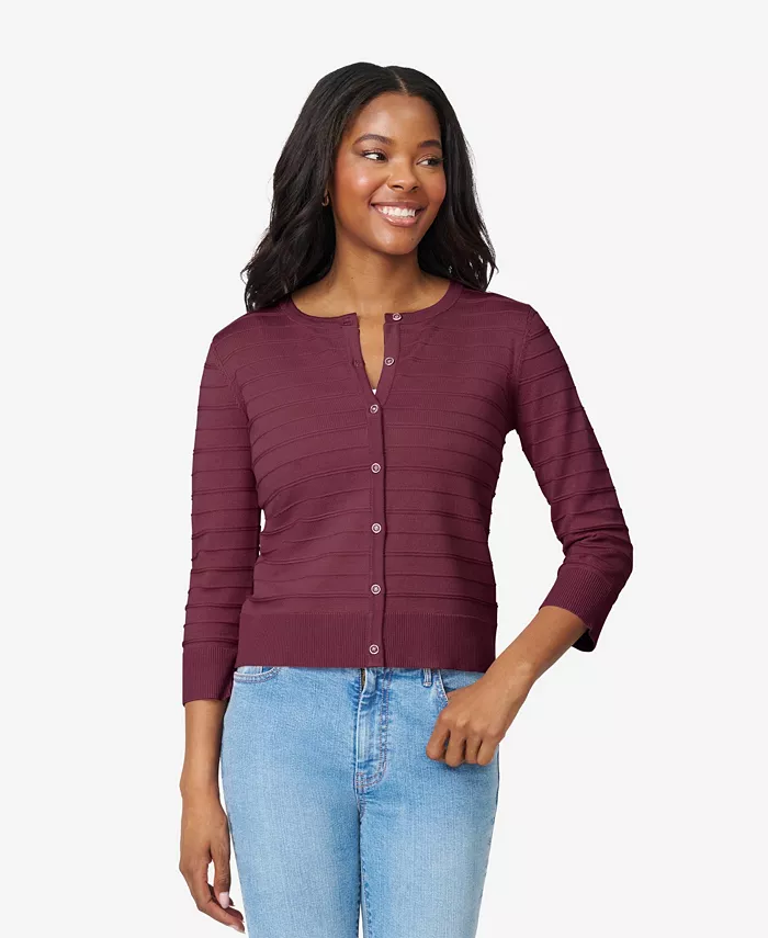 Женский кардиган в османскую резинку с рукавами 3/4 и круглым вырезом, PXS-XL Melissa Paige 
Женский кардиган в османскую резинку с рукавами 3/4 и круглым вырезом, PXS-XL Melissa Paige