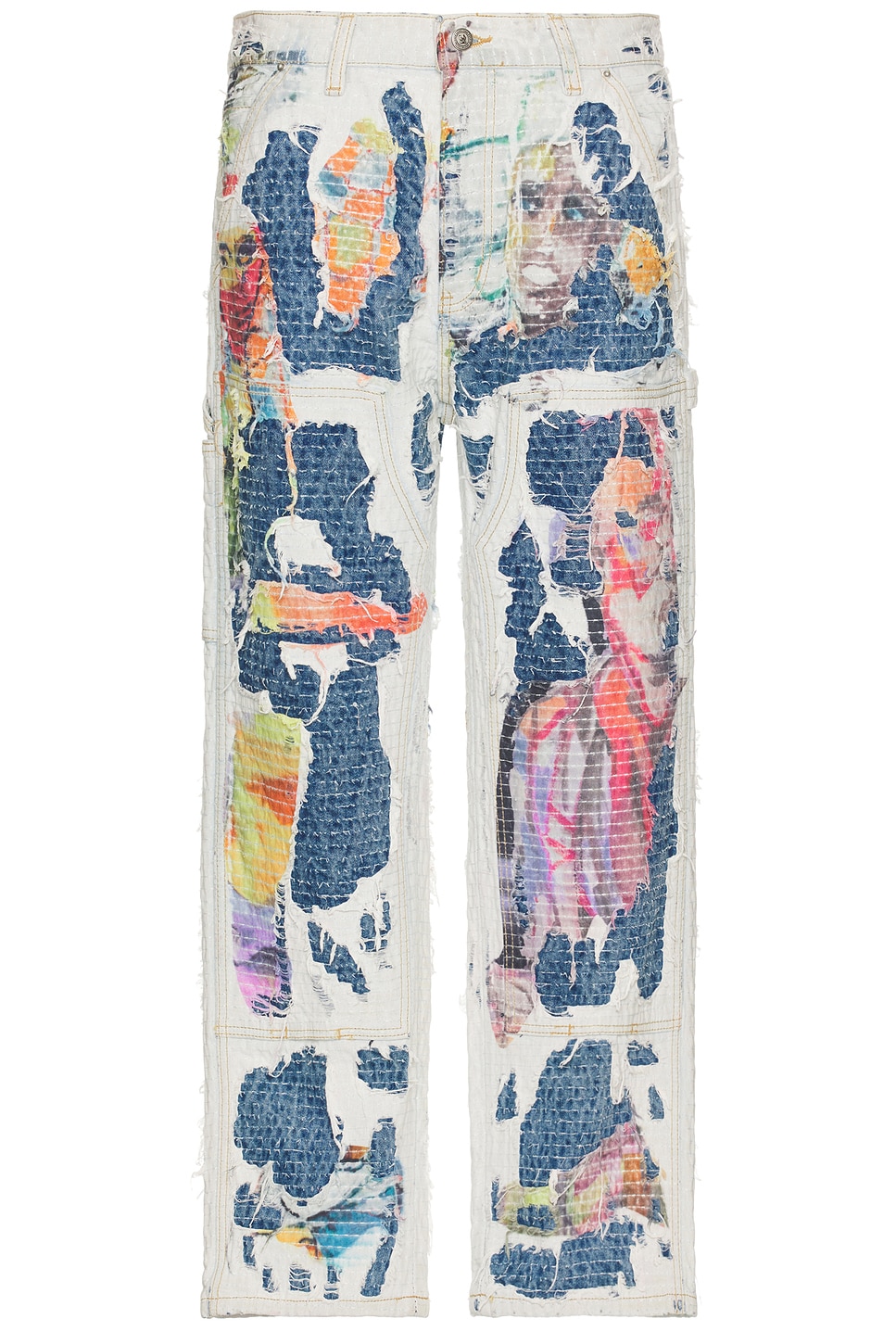 Boro Stitched Double Knee Брюки Kidsuper, Multi 
Boro Stitched Double Knee Брюки Kidsuper, Multi