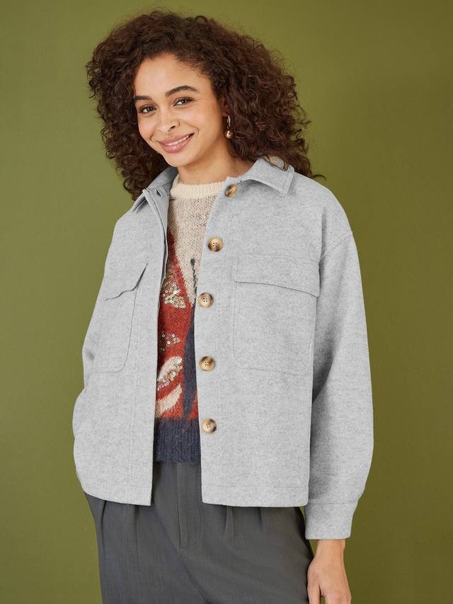 Тканая накладная куртка с карманом Yumi, серый 
Тканая накладная куртка с карманом Yumi, серый