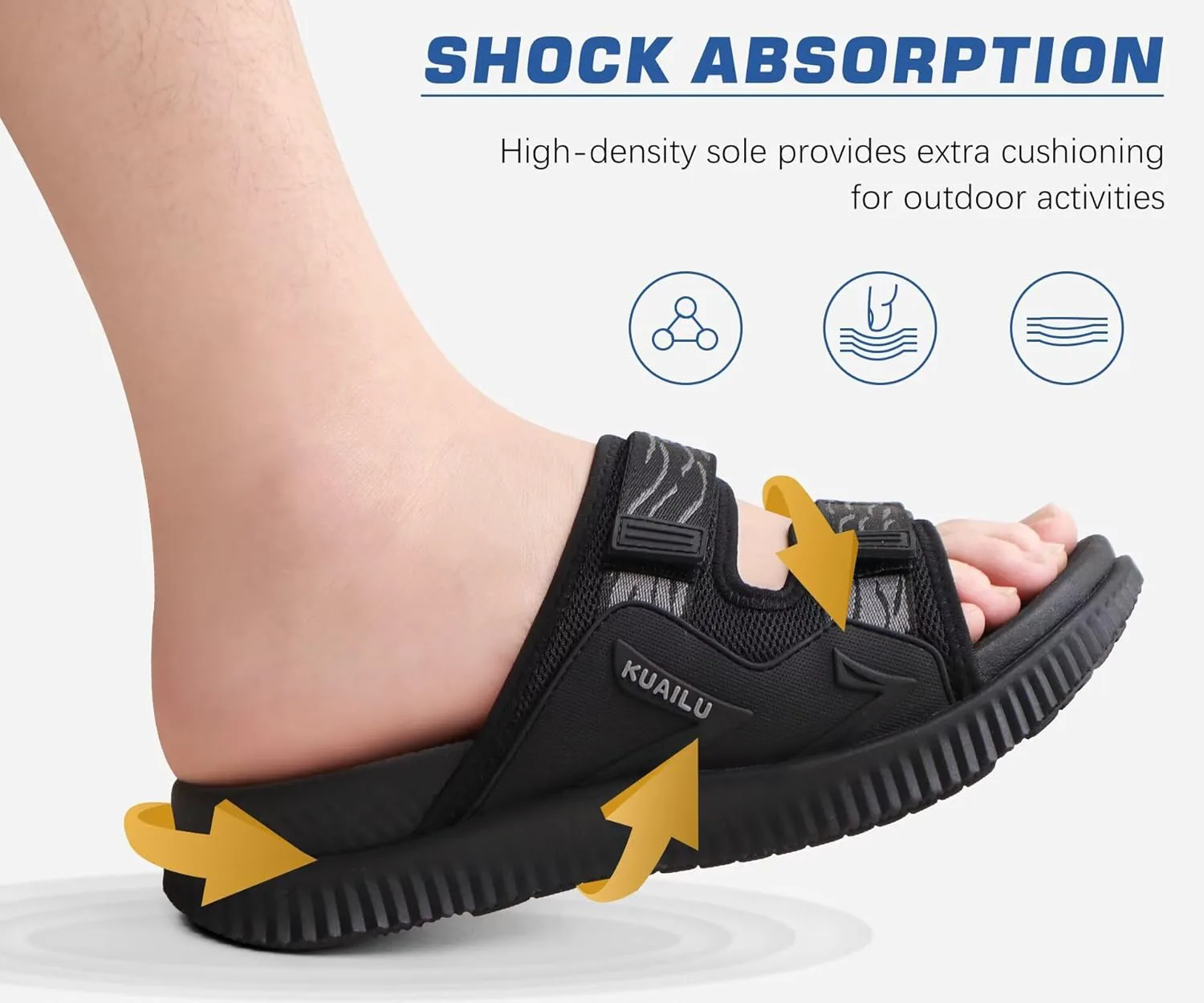 Мужские ортопедические сандалии KuaiLu, спортивные сандалии с толстой амортизирующей подошвой для восстановления, регулируемый ремешок, открытый носок, с поддержкой свода стопы для комфортной ходьбы при подошвенном фасците, черный
Мужские ортопедические сандалии KuaiLu, спортивные сандалии с толстой амортизирующей подошвой для восстановления, регулируемый ремешок, открытый носок, с поддержкой свода стопы для комфортной ходьбы при подошвенном фасците, черный