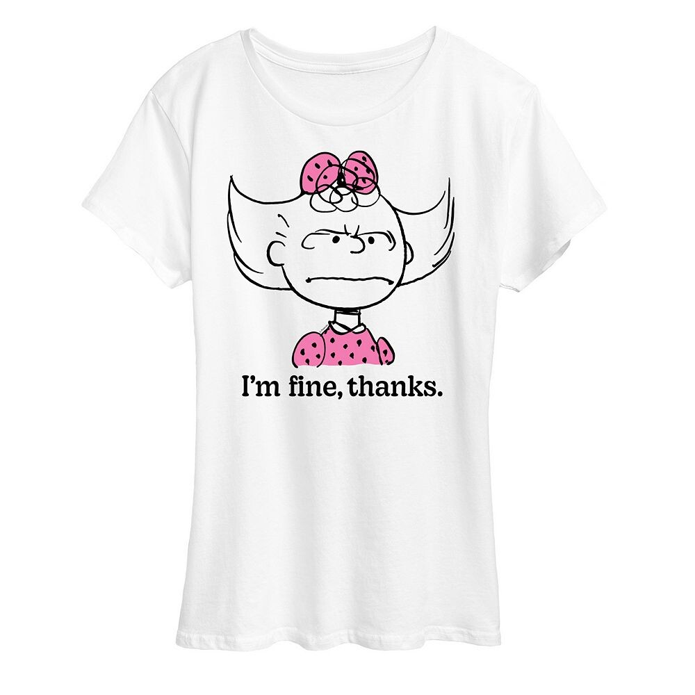 Женская футболка Peanuts Sally Fine Спасибо с рисунком Licensed Character, белый
Женская футболка Peanuts Sally Fine Спасибо с рисунком Licensed Character, белый