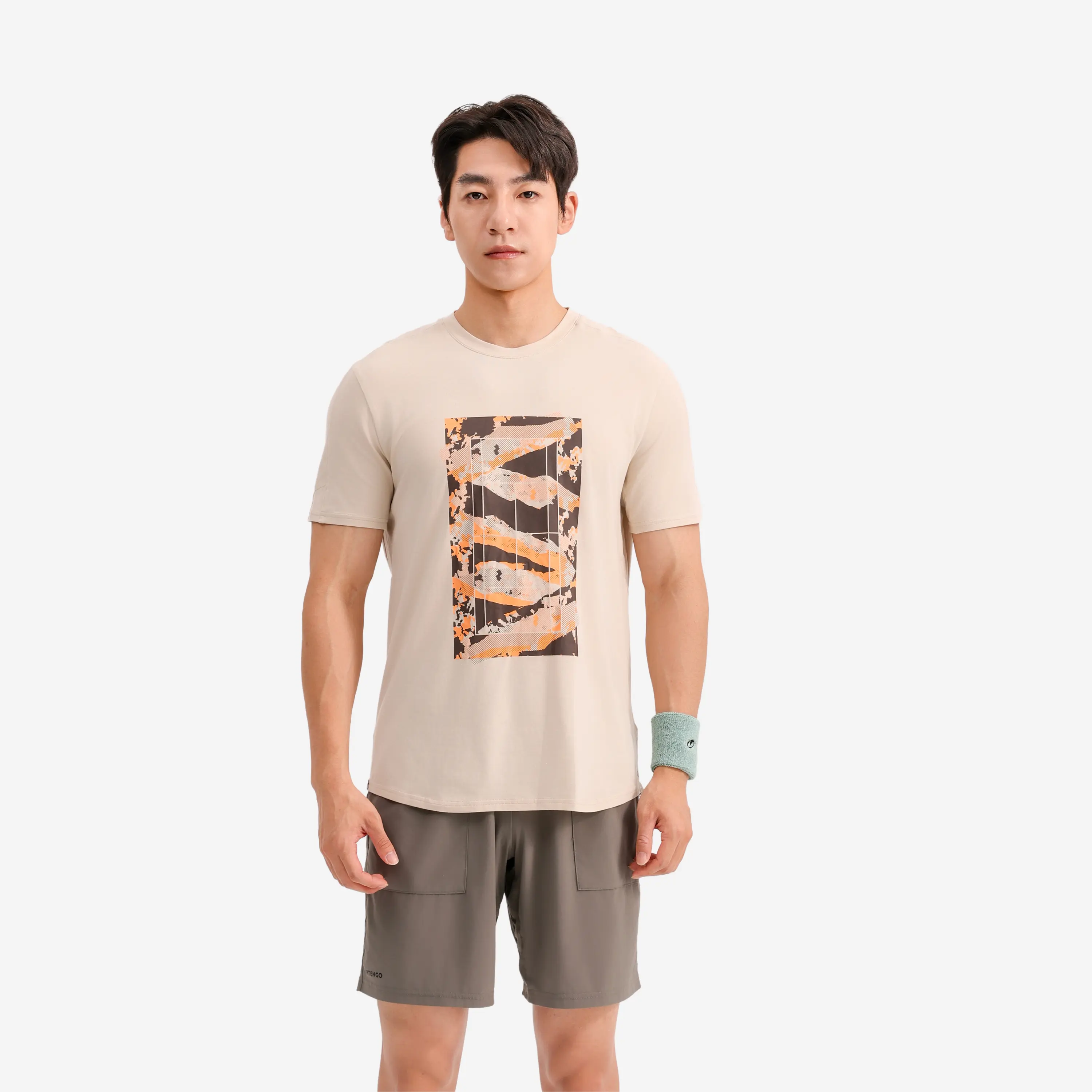 Мужская теннисная футболка Kuikma мягкой серии светло-меловой серый/коричневый 
Мужская теннисная футболка Kuikma мягкой серии светло-меловой серый/коричневый