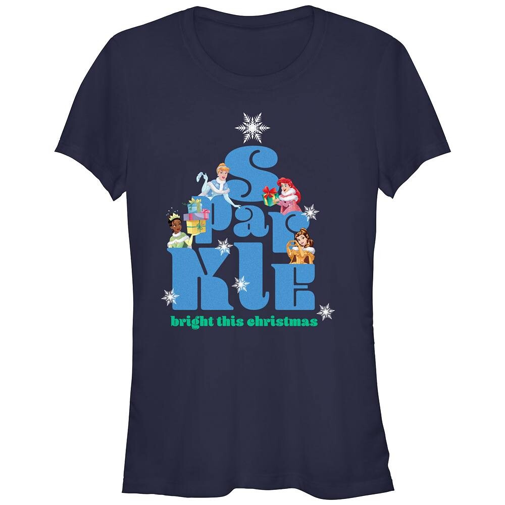 Яркая рождественская футболка с рисунком для детей Disney Princess: Золушка, Ариэль, Тиана и Белль, темно-синий 
Яркая рождественская футболка с рисунком для детей Disney Princess: Золушка, Ариэль, Тиана и Белль, темно-синий