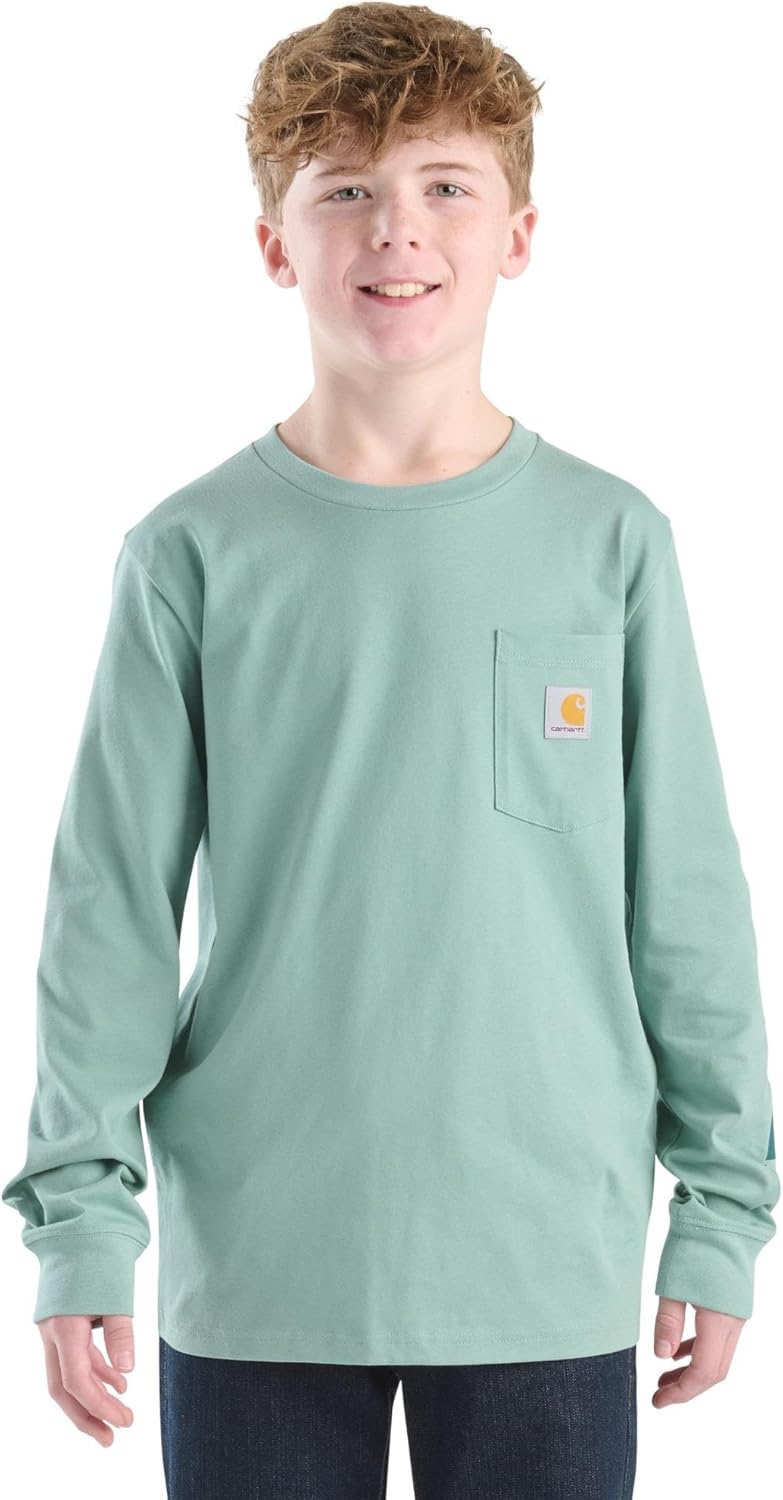 Carhartt мальчиковая футболка с длинным рукавом, логотипом на рукаве и карманом, Patina
Carhartt мальчиковая футболка с длинным рукавом, логотипом на рукаве и карманом, Patina