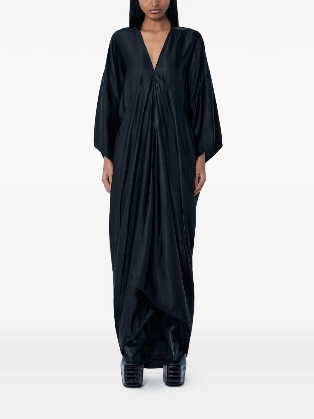 Макси-платье с драпировкой и V-образным вырезом Rick Owens, черный
Макси-платье с драпировкой и V-образным вырезом Rick Owens, черный