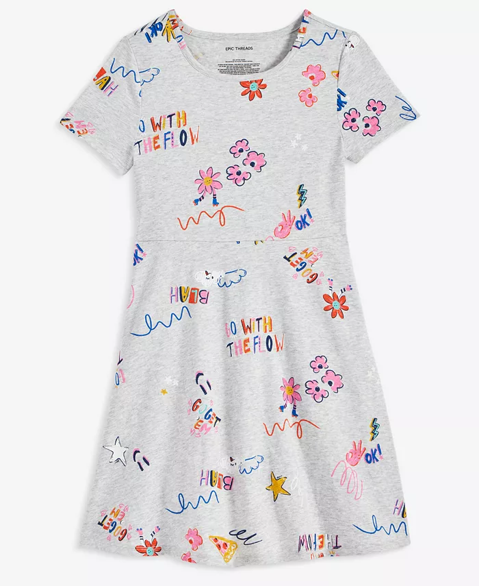 Платье-клеш с принтом "Doodle" для девочек Little & Big Epic Threads, серый
Платье-клеш с принтом "Doodle" для девочек Little & Big Epic Threads, серый