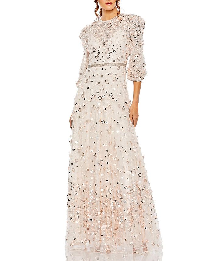 Платье-трапеция с высоким воротником, пышными рукавами и цветочной аппликацией Mac Duggal, розовый
Платье-трапеция с высоким воротником, пышными рукавами и цветочной аппликацией Mac Duggal, розовый