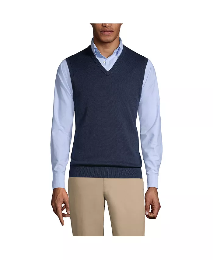 Мужской тонкий свитер-жилет из хлопка и модала Lands' End, синий
Мужской тонкий свитер-жилет из хлопка и модала Lands' End, синий