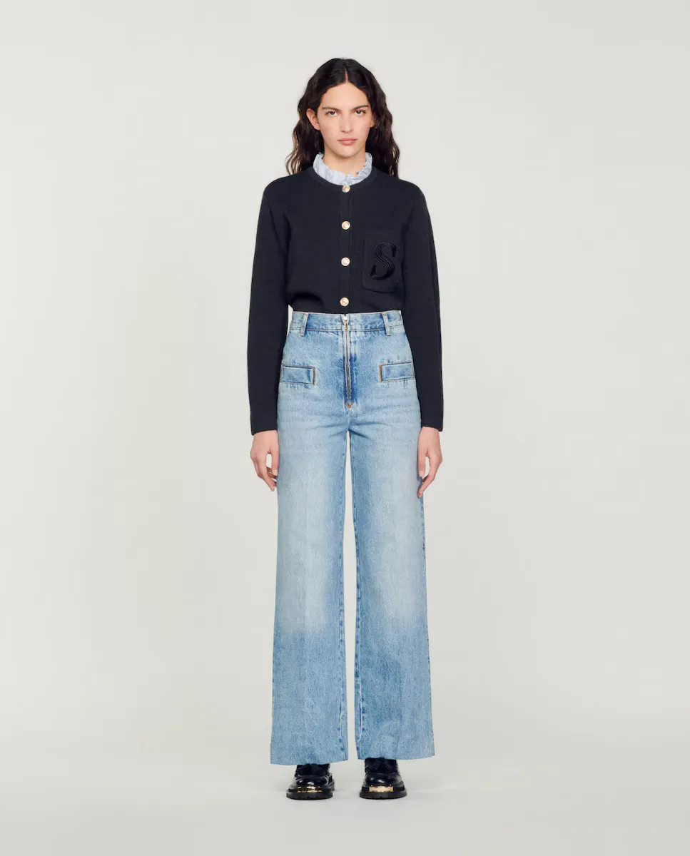 Женские прямые джинсы с широкими штанинами и завышенной талией Sandro, синий
Женские прямые джинсы с широкими штанинами и завышенной талией Sandro, синий