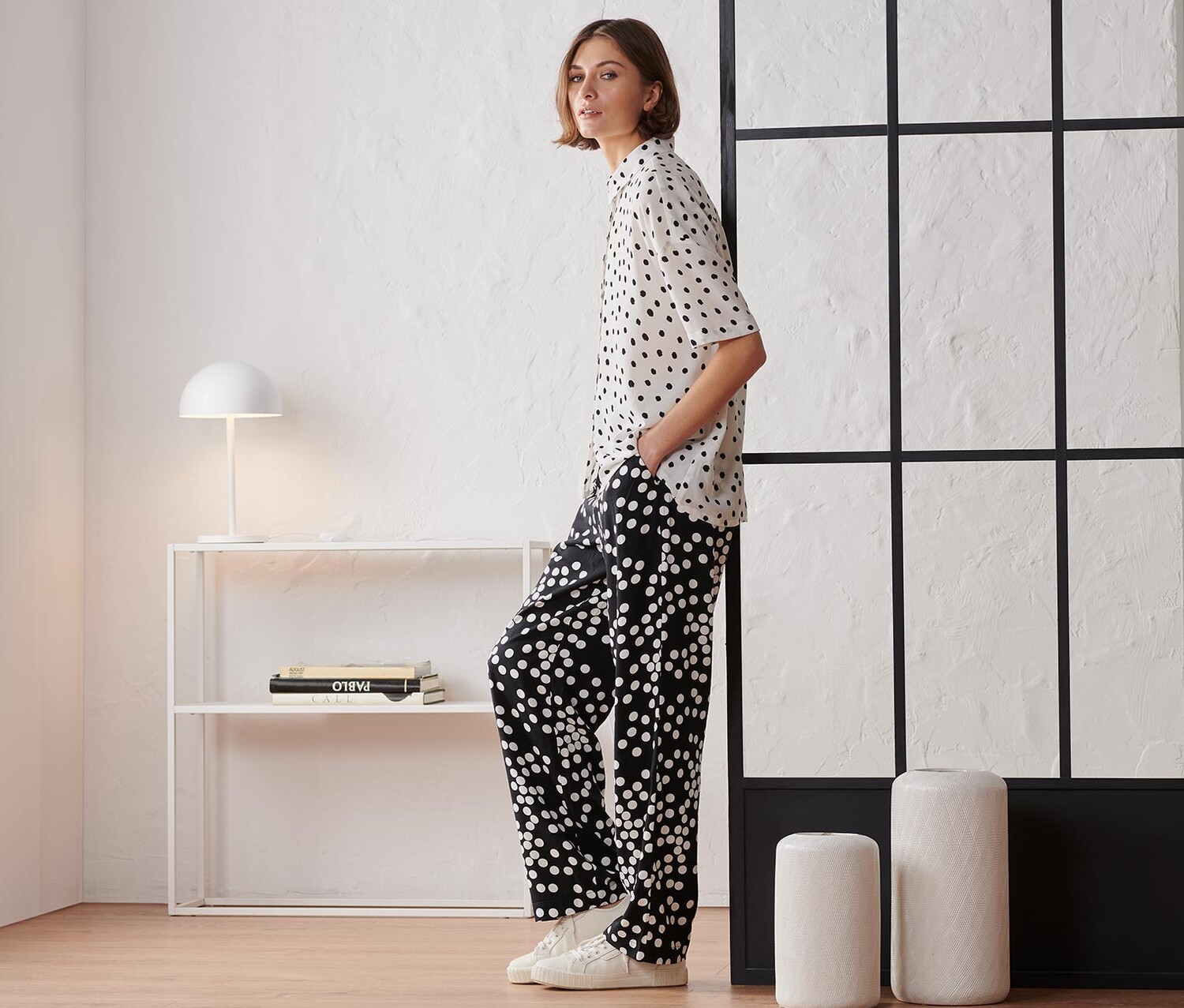 Тканые брюки в горошек Tchibo, черный с белыми точками
Тканые брюки в горошек Tchibo, черный с белыми точками