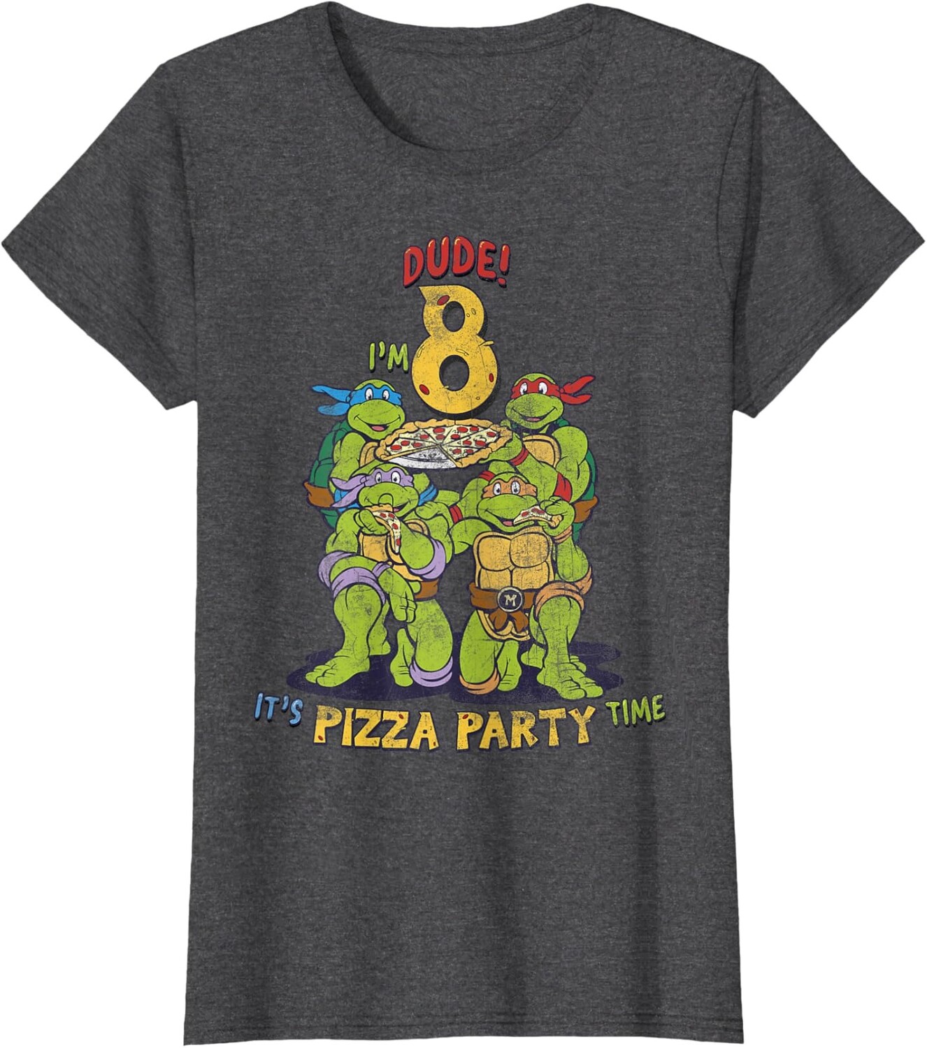 Женская футболка Teenage Mutant Ninja Turtles I'm 8 Dude Pizza Birthday Party, темно-серый вереск
Женская футболка Teenage Mutant Ninja Turtles I'm 8 Dude Pizza Birthday Party, темно-серый вереск