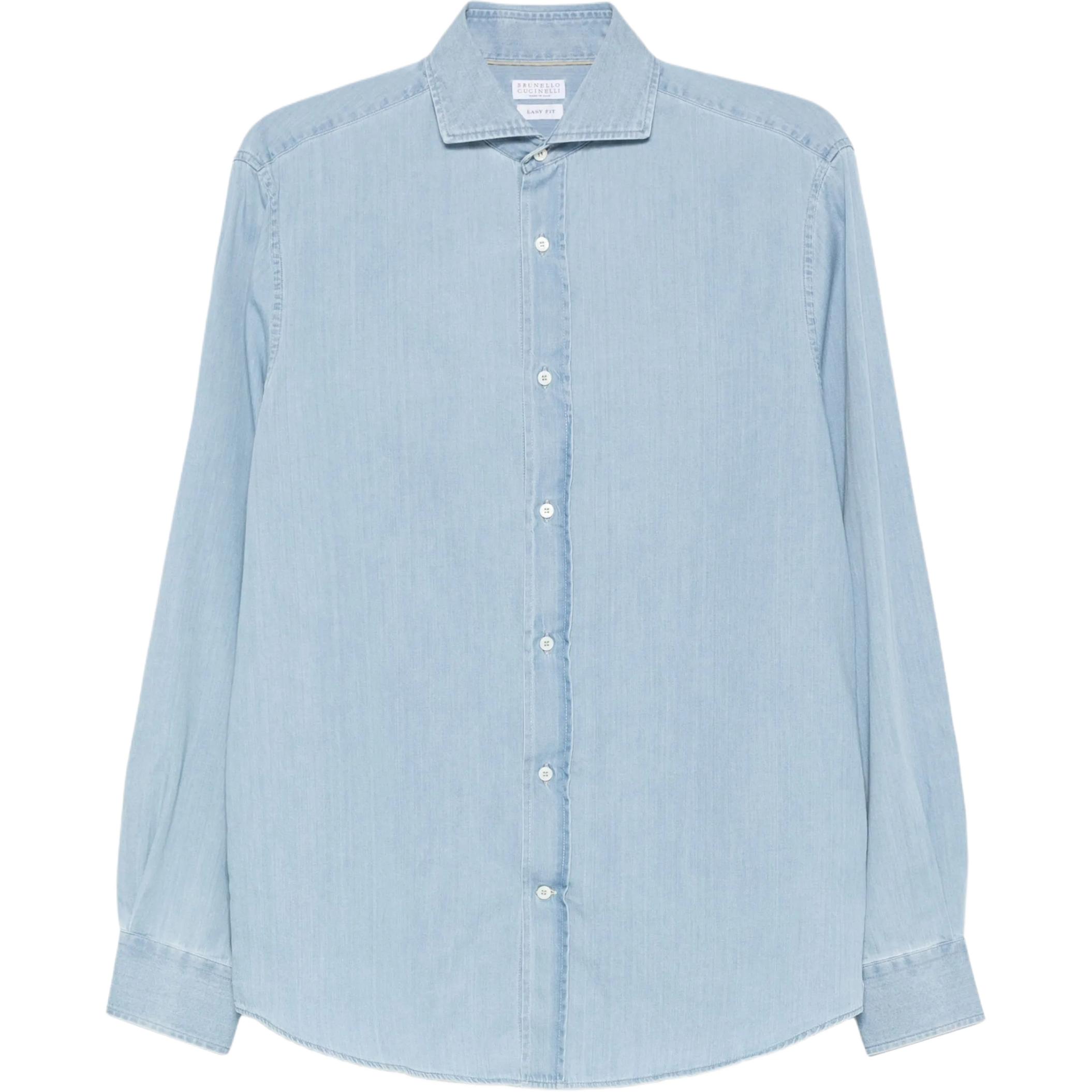 Джинсовая рубашка с закругленным подолом и пуговицами Brunello Cucinelli, светло-голубой
Джинсовая рубашка с закругленным подолом и пуговицами Brunello Cucinelli, светло-голубой