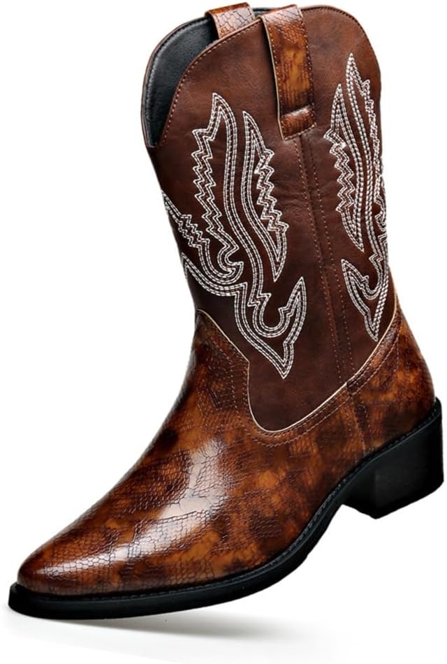 Мужские западные ковбойские сапоги, искусственная кожа с узором под зминую кожу, вышитый дизайн, короткая длина голенища, округлый носок Gnvkxeu, темно-желтый
Мужские западные ковбойские сапоги, искусственная кожа с узором под зминую кожу, вышитый дизайн, короткая длина голенища, округлый носок Gnvkxeu, темно-желтый