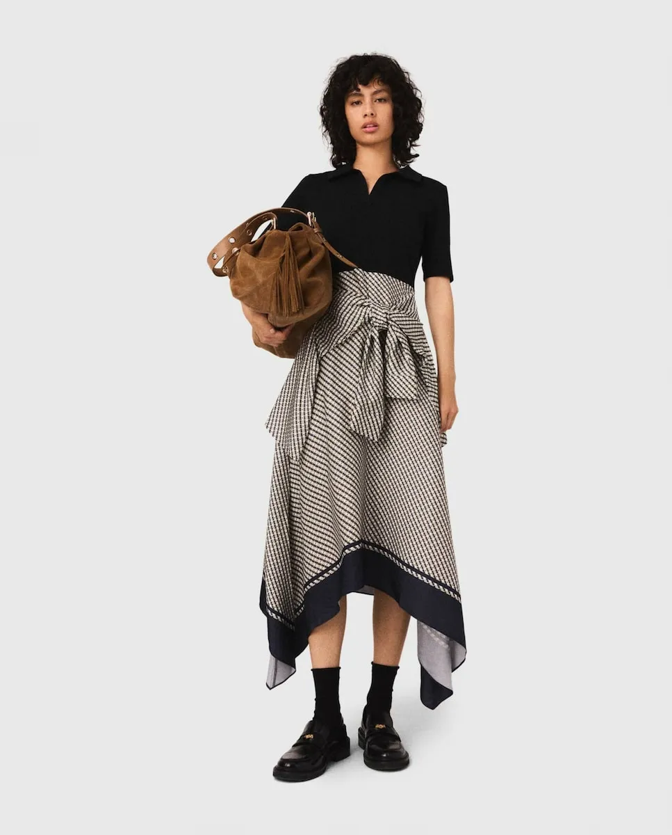 Платье из двух материалов с рисунком Maje, черный/белый
Платье из двух материалов с рисунком Maje, черный/белый