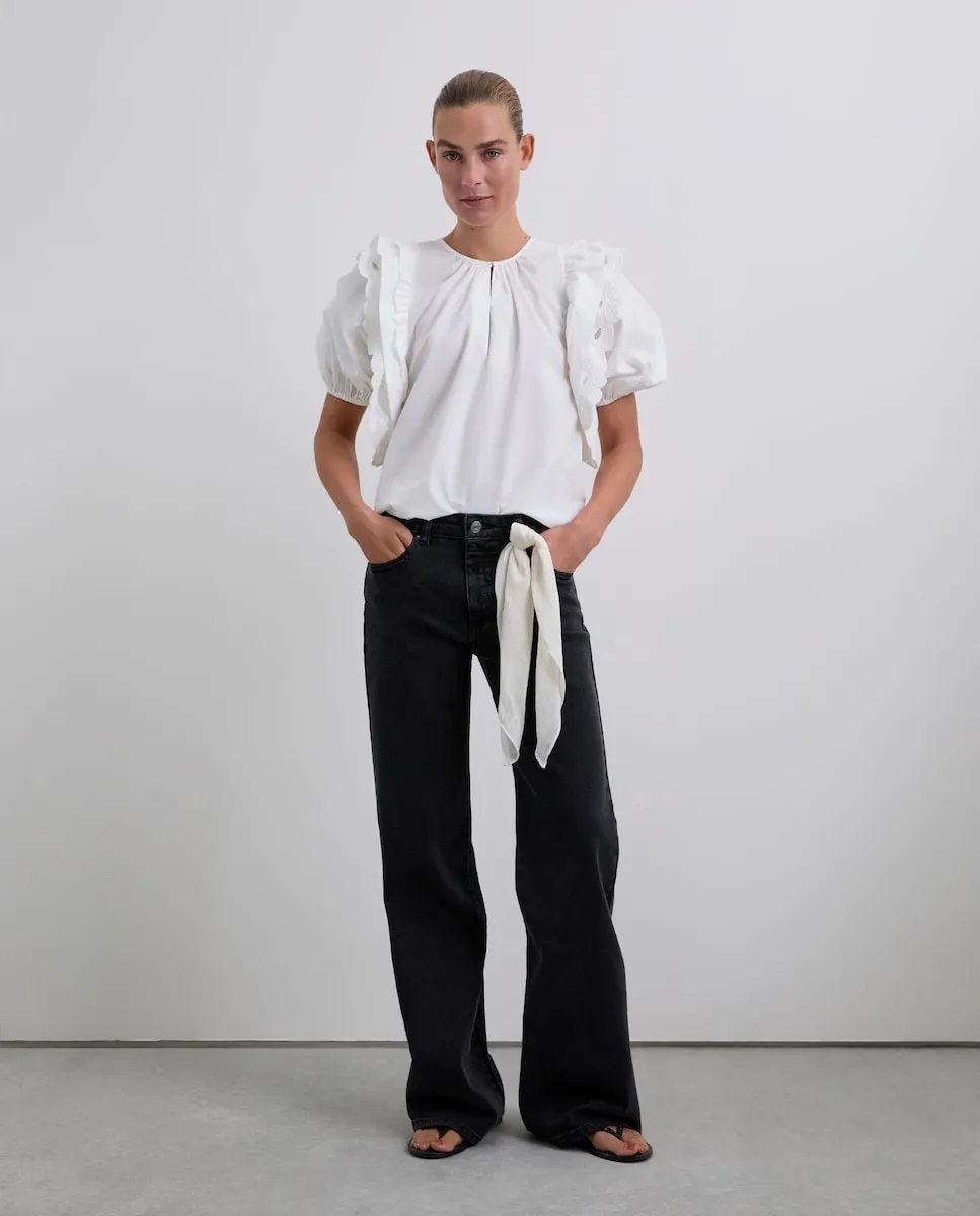 Женский топ с пышными рукавами и воланами Scalpers, белый
Женский топ с пышными рукавами и воланами Scalpers, белый