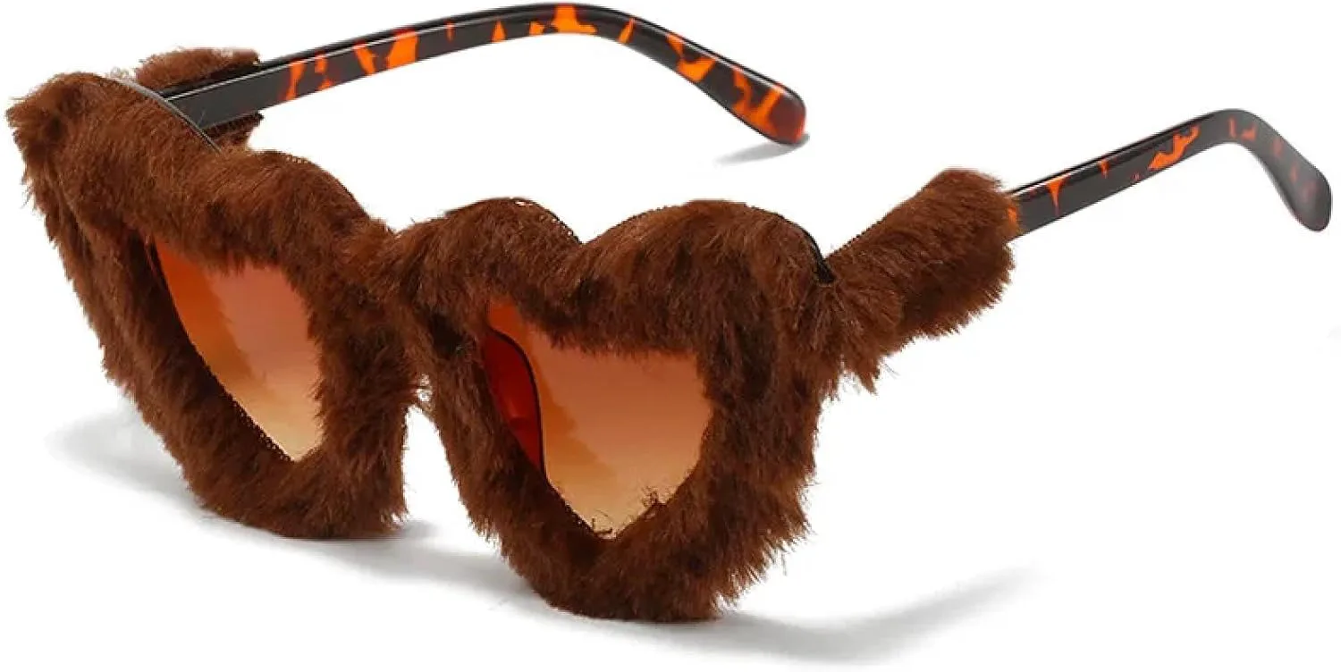 Сексуальные солнцезащитные очки в форме сердца из мягкого меха и бархата для женщин, модные, ручной работы, с защитой от УФ-излучения UV400 TVTBBVV, C1brown-brown
Сексуальные солнцезащитные очки в форме сердца из мягкого меха и бархата для женщин, модные, ручной работы, с защитой от УФ-излучения UV400 TVTBBVV, C1brown-brown