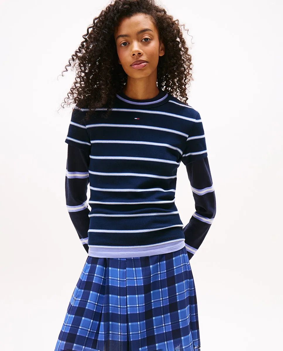 Женская футболка с узким рифлением Tommy Jeans, темно-синий
Женская футболка с узким рифлением Tommy Jeans, темно-синий