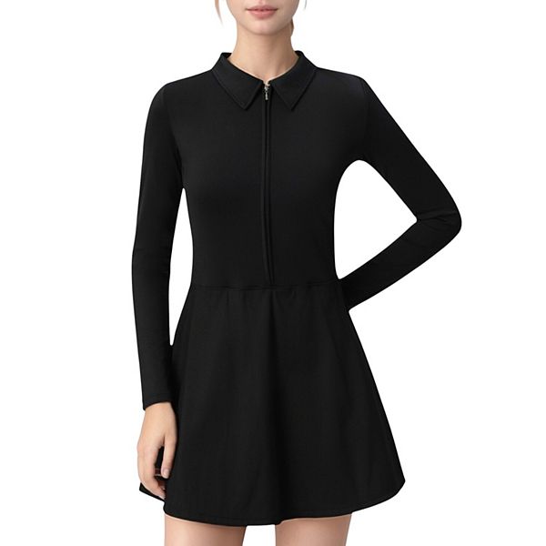 Женское платье для активного отдыха с длинным рукавом, застежкой-молнией спереди и острым воротником Anna-Kaci, Black
Женское платье для активного отдыха с длинным рукавом, застежкой-молнией спереди и острым воротником Anna-Kaci, Black