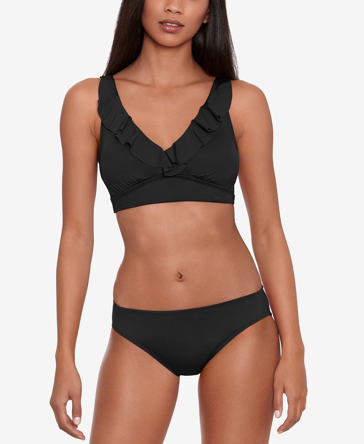 Бикини-топ с однотонными оборками и хипстерские трусики beach club Lauren Ralph Lauren, черный
Бикини-топ с однотонными оборками и хипстерские трусики beach club Lauren Ralph Lauren, черный