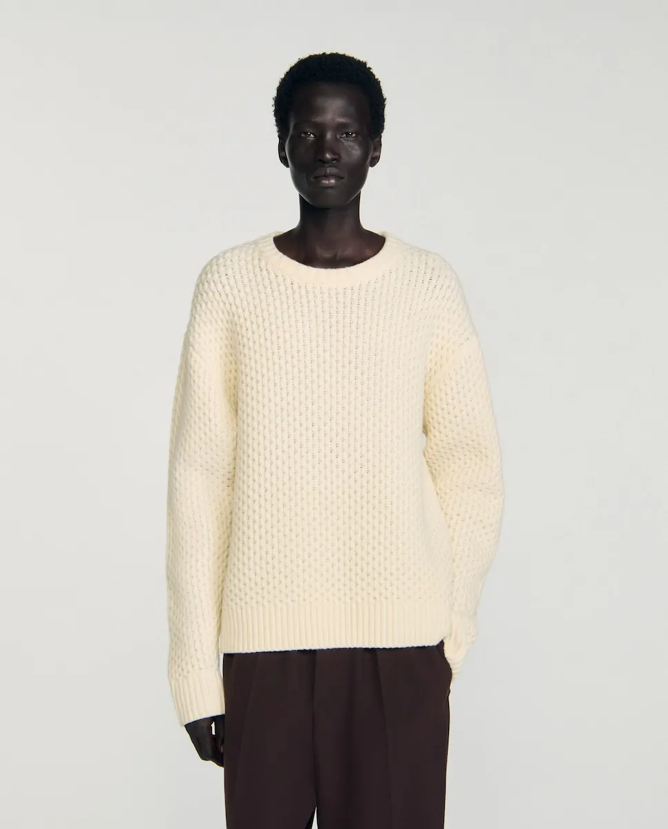 Мужской джемпер из шерсти с узором «соты» Sandro, бежевый
Мужской джемпер из шерсти с узором «соты» Sandro, бежевый