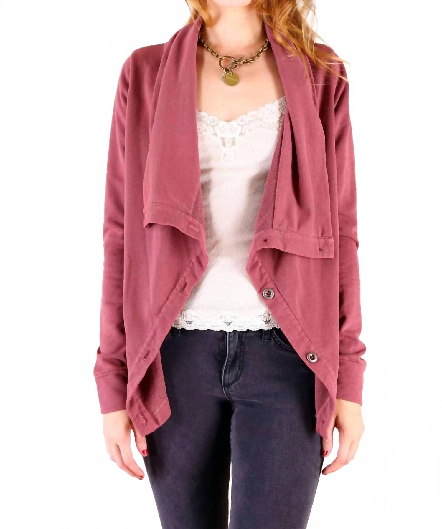 Каскадный кардиган на пуговицах в винтажном бордовом цвете Tough Luv
Каскадный кардиган на пуговицах в винтажном бордовом цвете Tough Luv