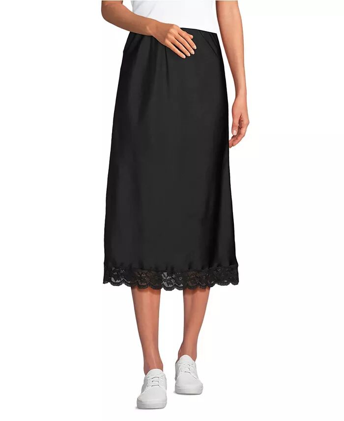 Женская юбка миди с отделкой из атласного кружева Lands' End, черный
Женская юбка миди с отделкой из атласного кружева Lands' End, черный