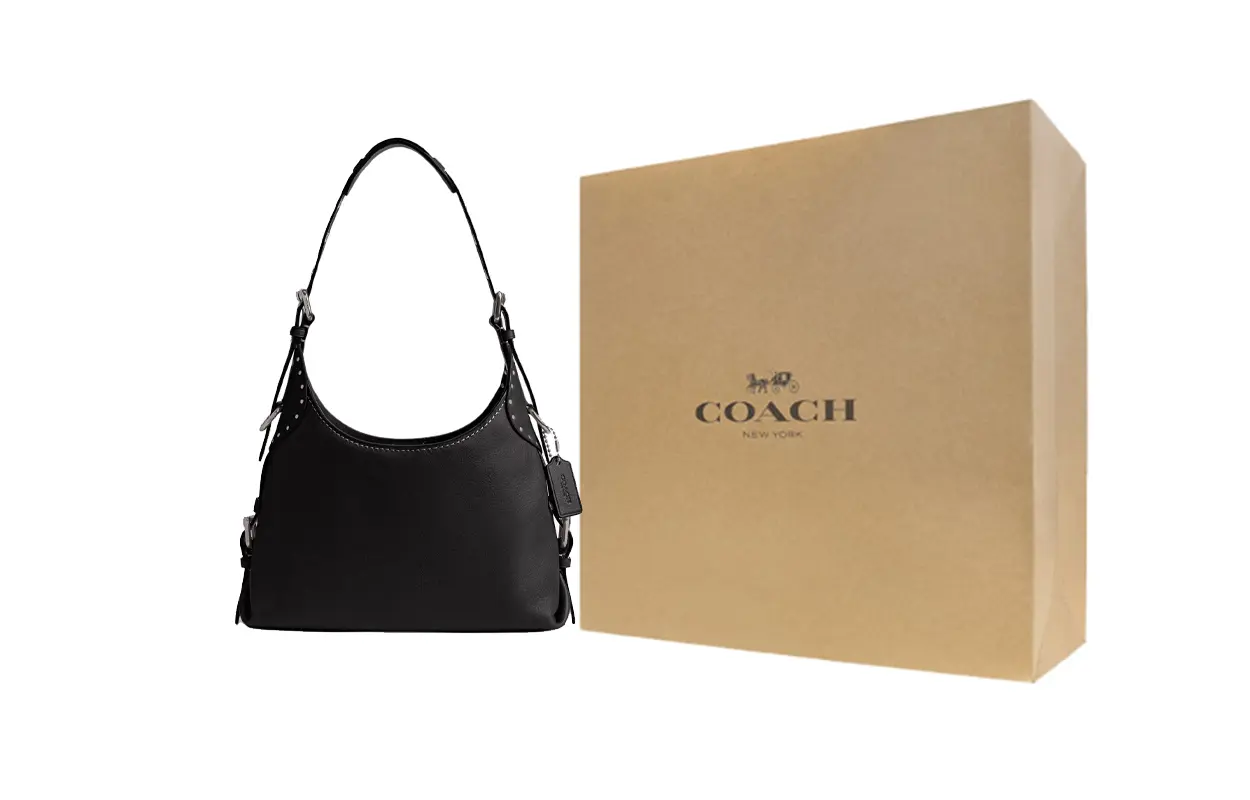 COACH Кожаная сумка-хобо для зерна грузового типа
COACH Кожаная сумка-хобо для зерна грузового типа