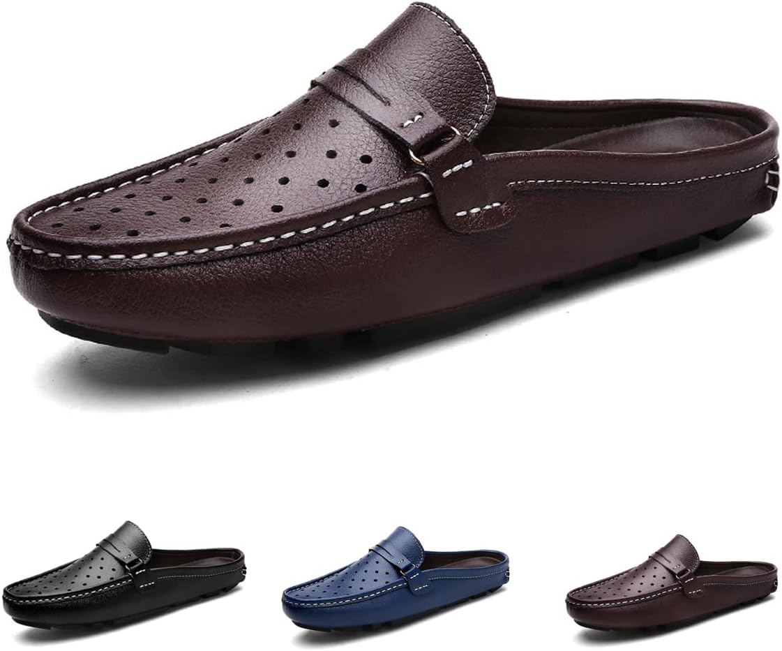 Мужские кожаные сандалии Hopomart для официального и повседневного ношения с открытой пяткой, дышащей перфорированной кожей, без шнуровки, с нескользящей подошвой, коричневый
Мужские кожаные сандалии Hopomart для официального и повседневного ношения с открытой пяткой, дышащей перфорированной кожей, без шнуровки, с нескользящей подошвой, коричневый