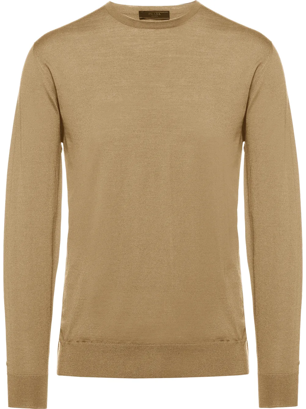 Шерстяной джемпер с круглым вырезом Prada, коричневый 
Шерстяной джемпер с круглым вырезом Prada, коричневый
