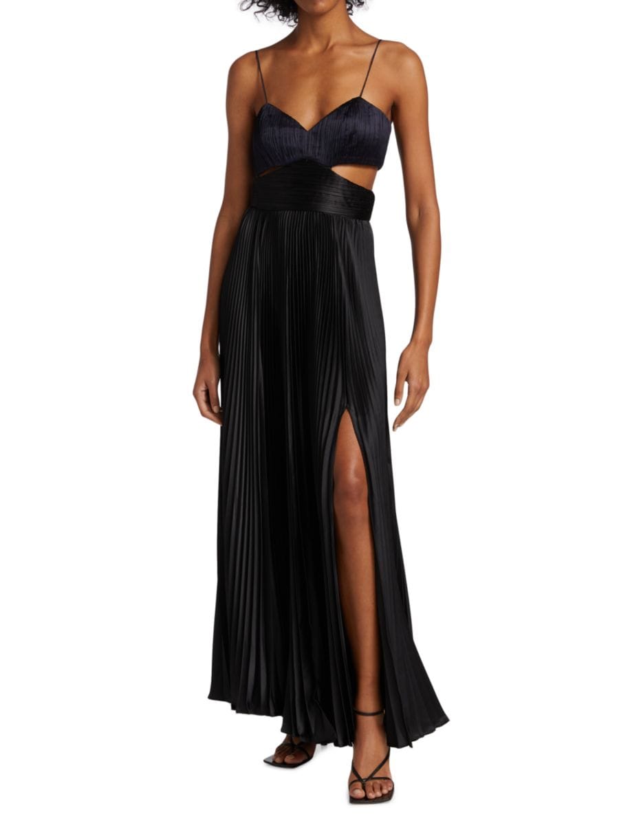 Платье из плиссированного атласа с вырезом Amur, цвет Navy Black
Платье из плиссированного атласа с вырезом Amur, цвет Navy Black