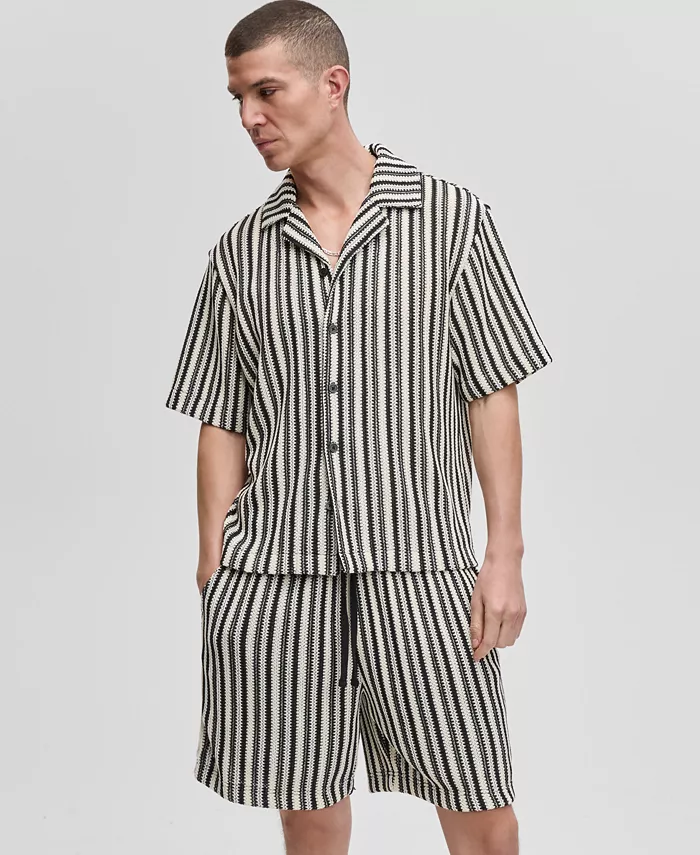 Мужская рубашка с вертикальными полосками и отложным воротником Mode of One, черный
Мужская рубашка с вертикальными полосками и отложным воротником Mode of One, черный