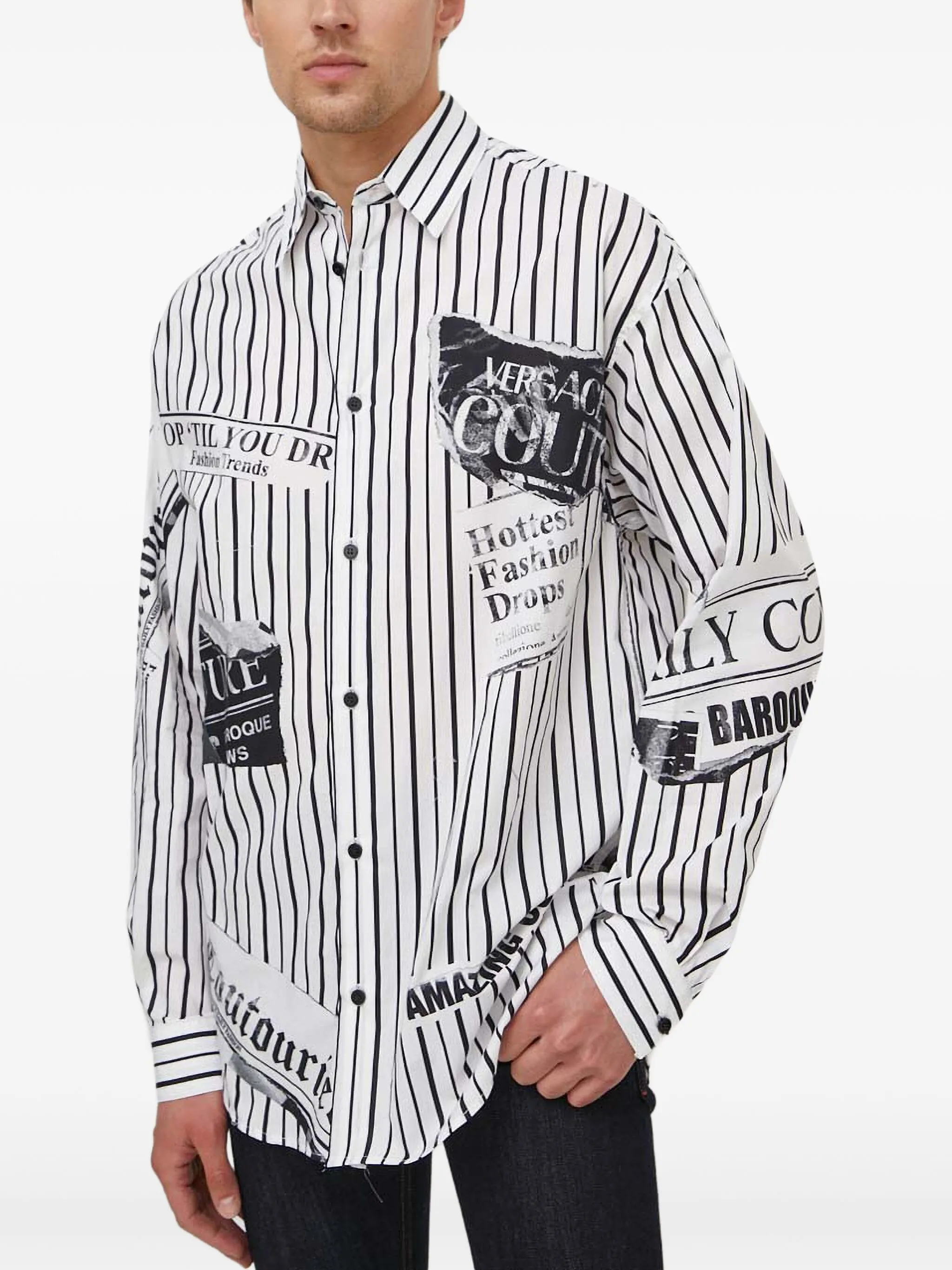 Полосатая рубашка с графичным принтом Versace Jeans Couture, белый
Полосатая рубашка с графичным принтом Versace Jeans Couture, белый