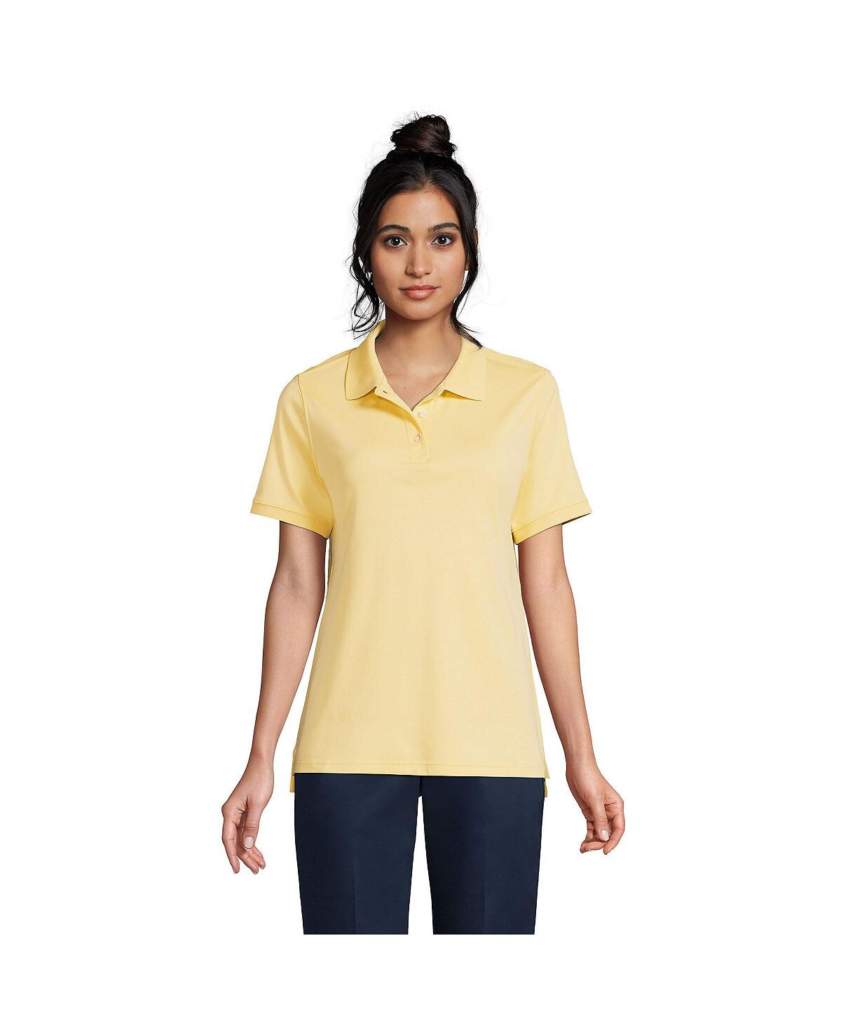 Школьная форма, женская рубашка поло с короткими рукавами и интерлоком Lands' End 
Школьная форма, женская рубашка поло с короткими рукавами и интерлоком Lands' End