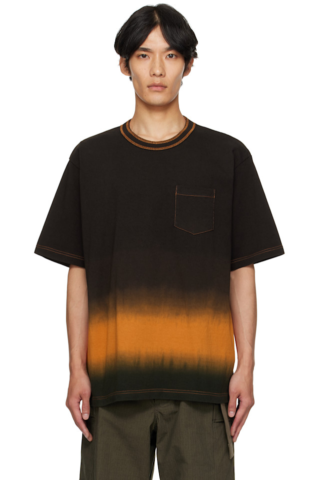 Футболка из джерси с красильной обработкой Sacai, коричневый 
Футболка из джерси с красильной обработкой Sacai, коричневый