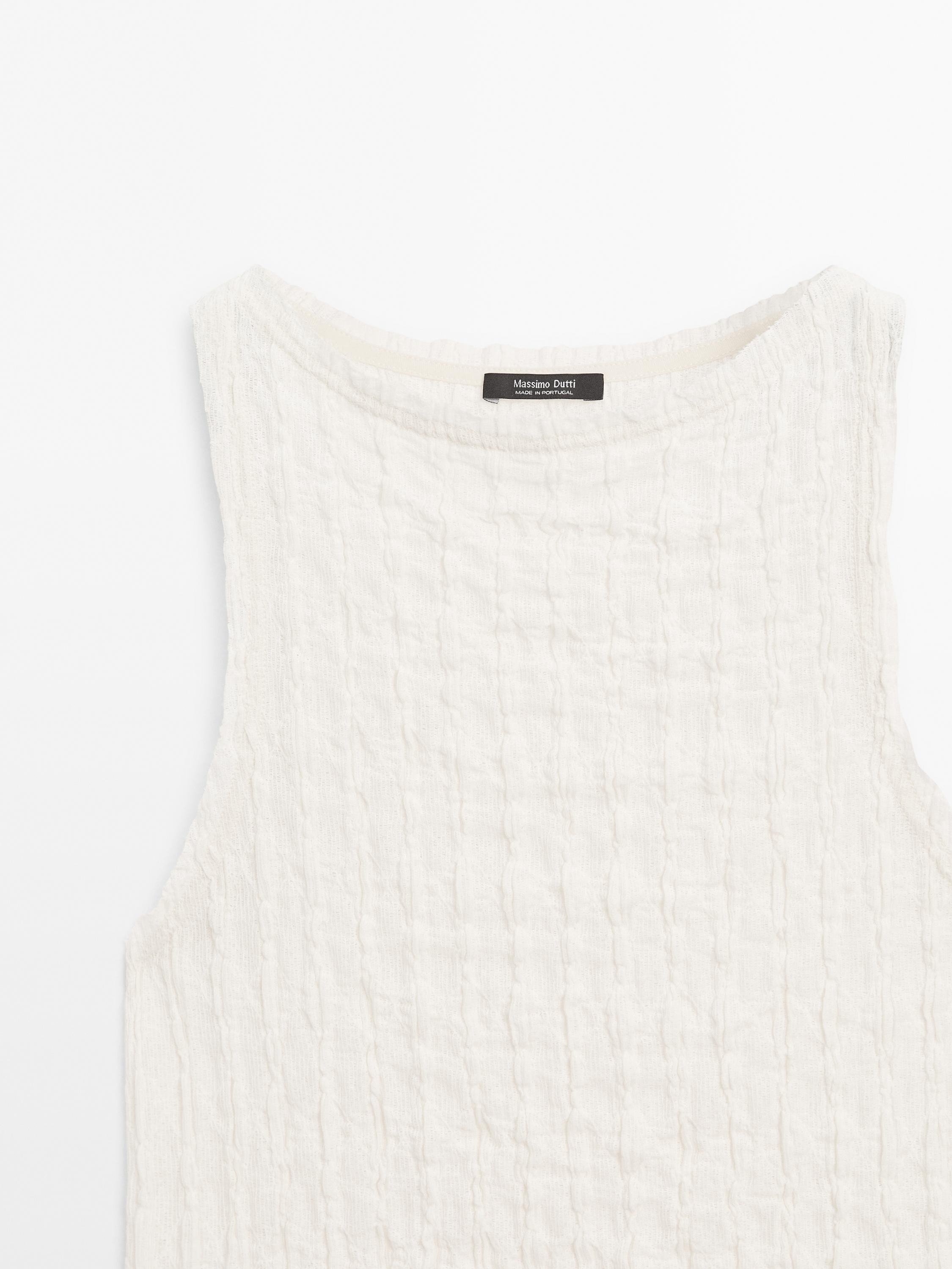 Топ из хлопковой смеси со сборками Massimo Dutti, кремовый
Топ из хлопковой смеси со сборками Massimo Dutti, кремовый