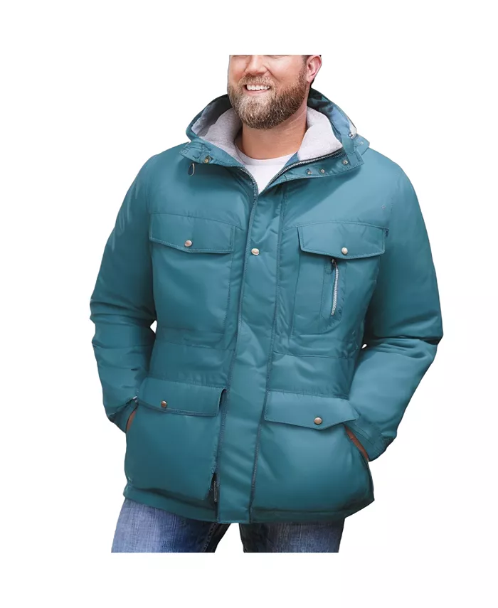 Парка с отстегивающимся капюшоном и 6 карманами на флисовой подкладке Big & Tall by KingSize Boulder Creek, синий 
Парка с отстегивающимся капюшоном и 6 карманами на флисовой подкладке Big & Tall by KingSize Boulder Creek, синий